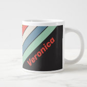 Vintage Midnight Stripes with Name ジャンボコーヒーマグカップ (右)