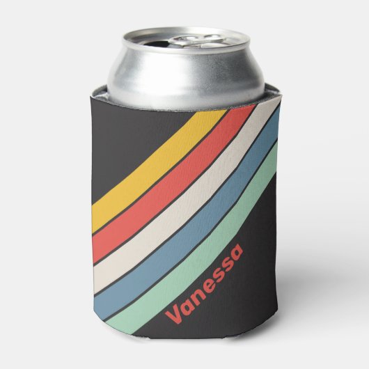 Vintage Midnight Stripes with Name 缶クーラー (缶正面)