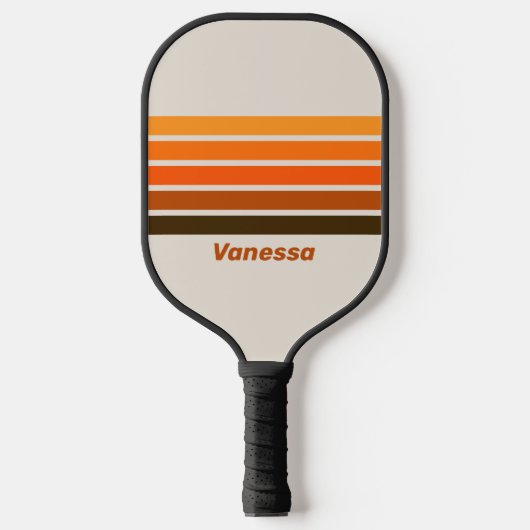 Vintage Midnight Sunrise Across Striping with Name ピックルボールラケット (正面)