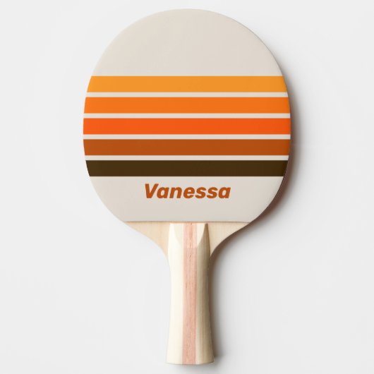Vintage Midnight Sunrise Across Striping with Name 卓球ラケット (正面)