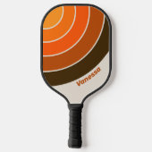 Vintage Midnight Sunrise Circle Stripe with Name ピックルボールラケット (裏面)