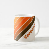 Vintage Midnight Sunrise Stripes with Name コーヒーマグカップ (正面右)