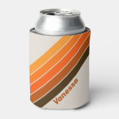 Vintage Midnight Sunrise Stripes with Name 缶クーラー (缶正面)