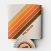 Vintage Midnight Sunrise Stripes with Name 缶クーラー (裏面)