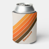 Vintage Midnight Sunrise Stripes with Name 缶クーラー (缶裏面)