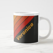 Vintage Midnight Sunset Stripes with Name ジャンボコーヒーマグカップ (右)