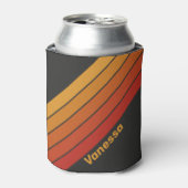 Vintage Midnight Sunset Stripes with Name 缶クーラー (缶正面)