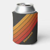 Vintage Midnight Sunset Stripes with Name 缶クーラー (缶裏面)