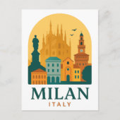 Vintage Milan Italy Travel | Retro Duomo ポストカード (正面)