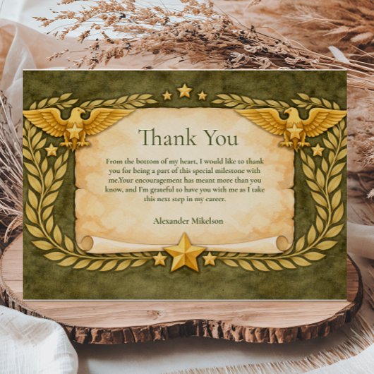 Vintage Military Graduation Party サンキューカード