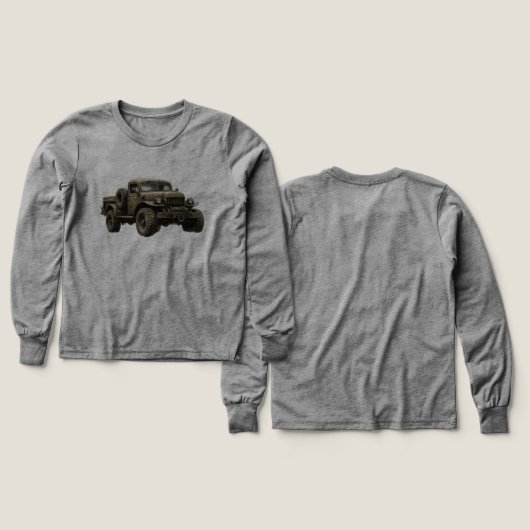 Vintage Military Off-Road Truck Illustration (デザイン 正面＆背面)