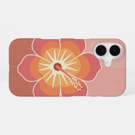 Vintage Minimal Hibiscus iPhone 16ケース (裏面横)