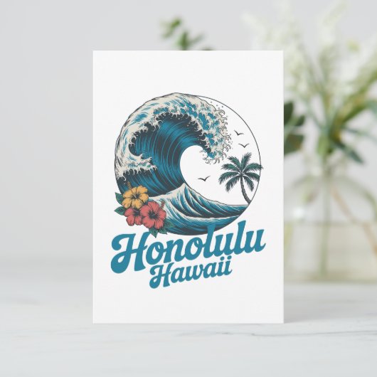 Vintage Minimal Honolulu Hawaii Aloha Travel  カード (スタンド正面)