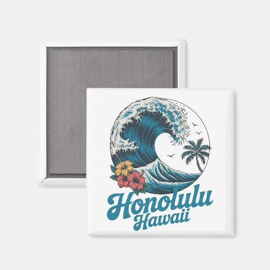 Vintage Minimal Honolulu Hawaii Aloha Travel  マグネット (正面/裏面)