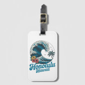 Vintage Minimal Honolulu Hawaii Aloha Travel  ラゲッジタグ (正面縦)