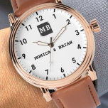 Vintage minimal Monogram couple gift 腕時計<br><div class="desc">Romantic Couple Gift His and Her name monogram initials Custom name Watches for Business Men and Women Watches Stainless Steel Waterproof a perfect Romantic Couple Gift for Couple. This watches have a beautiful appearance, romantic representative, time is a symbol of witnessing love, is the perfect gift for Valentine's Day, Christmas,...</div>