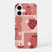 Vintage Minimal Strawberry Pattern iPhone 16ケース (裏面)