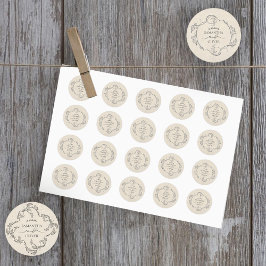 Vintage Minimalist Botanical Wedding Sticker ラウンドシール