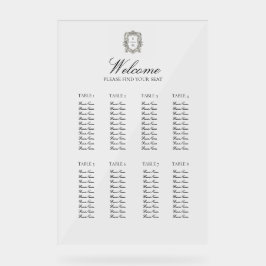 Vintage Minimalist Elegant Wedding Seating Chart  アクリルサイン