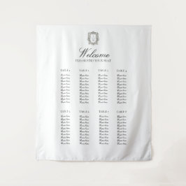 Vintage Minimalist Elegant Wedding Seating Chart  タペストリー