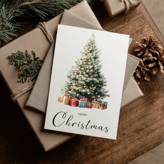 Vintage Minimalist Merry Christmas Tree シーズンカード
