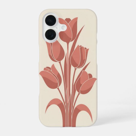 Vintage Minimalist Tulips iPhone 16ケース (裏面)