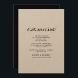 Vintage minimalist typewriter Just married card 招待状<br><div class="desc">A minimalist and vintage design for your wedding stationery: choose this retro yet modern wedding suite,  with a typewriter font. Fully customizable,  for the lovers of simplicity.</div>