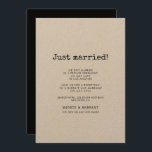 Vintage minimalist typewriter Just married card 招待状<br><div class="desc">A minimalist and vintage design for your wedding stationery: choose this retro yet modern wedding suite,  with a typewriter font. Fully customizable,  for the lovers of simplicity.</div>