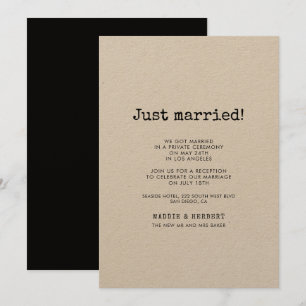 Vintage minimalist typewriter Just married card 招待状