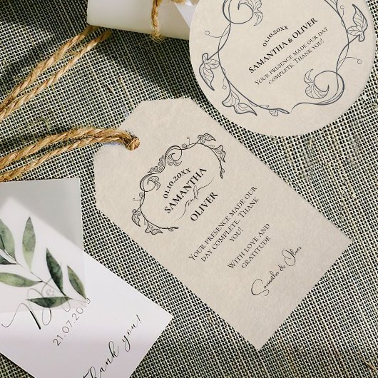 Vintage Minimalist Wedding Favour Tag ギフトタグ