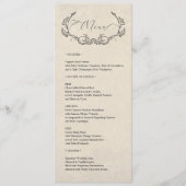 Vintage Minimalist Wedding Menu Card プログラム (正面)