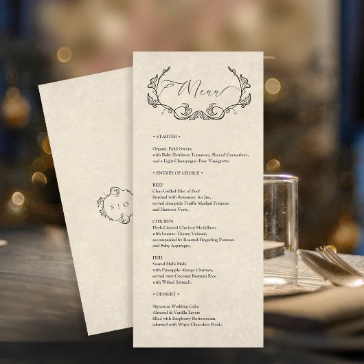 Vintage Minimalist Wedding Menu Card プログラム