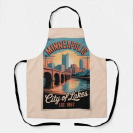 Vintage Minneapolis Minnesota Retro Travel Poster  エプロン