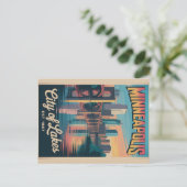 Vintage Minneapolis Minnesota Retro Travel Poster  シーズンポストカード (スタンド正面)