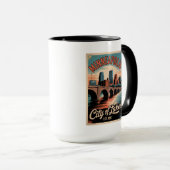 Vintage Minneapolis Minnesota Retro Travel Poster  マグカップ (正面右)