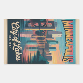 Vintage Minneapolis Minnesota Retro Travel Poster  長方形シール