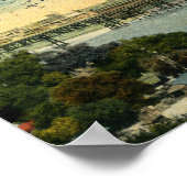 Vintage Minneapolis Minnesota River Skyline Poster ポスター (角)