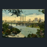 Vintage Minneapolis Minnesota River Skyline Poster ポスター<br><div class="desc">This is a reproduction of a vintage turn of the century postcard depicting a view of the Minneapolis MN skyline looking out over the Mississippi River at the flour mills which were such an important part of Minneapolis history. This is a perfect vintage art poster for those who want an...</div>