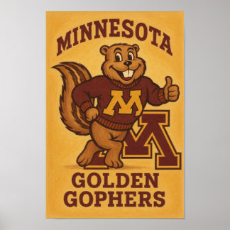 Vintage Minnesota Golden Gophers Mascot Poster – C ポスター