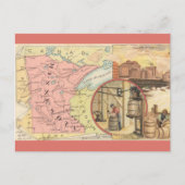 Vintage Minnesota Map ポストカード (正面)