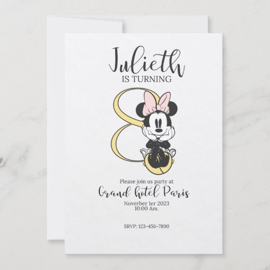 Vintage Minnie Mouse invitation fancy 招待状 (正面)