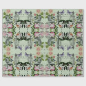 Vintage Mint French Pink Rose Paris Party ラッピングペーパー (フラット)