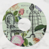 Vintage Mint French Pink Rose Paris Party ワイングラスタグ (裏面)
