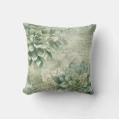 Vintage Mint Green Botanical Floral (2) クッション (正面)