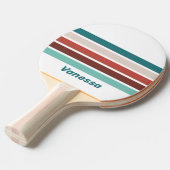 Vintage Mint Rainbow Across Striping with Name 卓球ラケット (正面アングル)