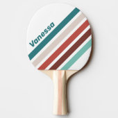 Vintage Mint Rainbow Angled Striping with Name 卓球ラケット (裏面)