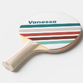 Vintage Mint Rainbow Angled Striping with Name 卓球ラケット (正面アングル)