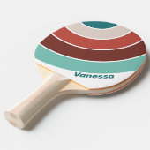 Vintage Mint Rainbow Circle Stripe with Name 卓球ラケット (正面アングル)