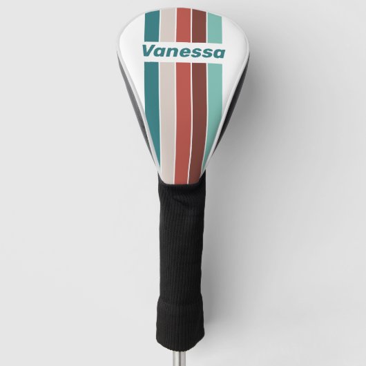 Vintage Mint Rainbow Pin Striped with Name ゴルフヘッドカバー (正面)