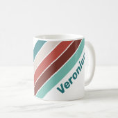 Vintage Mint Rainbow Stripes with Name コーヒーマグカップ (正面右)
